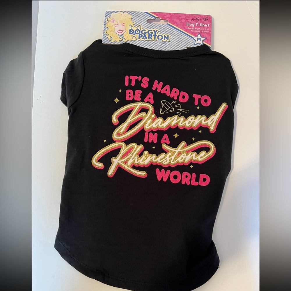 Dolly Parton Doggy Parton "Hard to Be a Diamond" T-shirt for Dogs Size M NWT